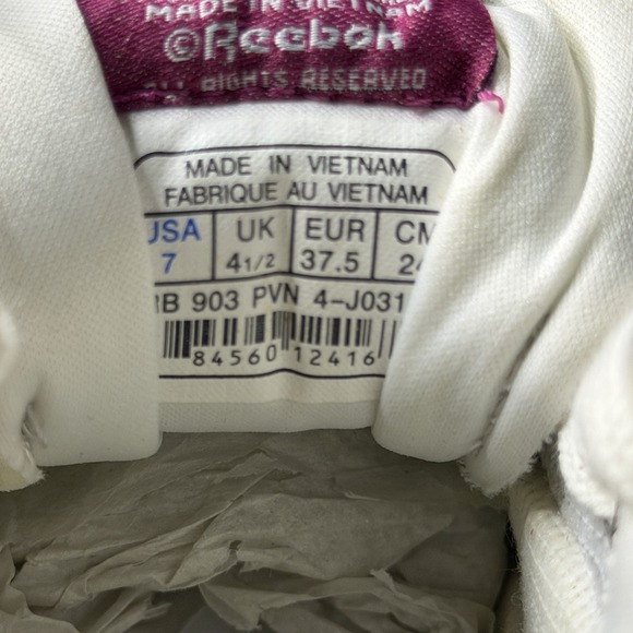 Reebok Freestyle Hi High Top Sneakers Pink White Pattern Womens Size 7 Aerobic - Picture 9 of 10